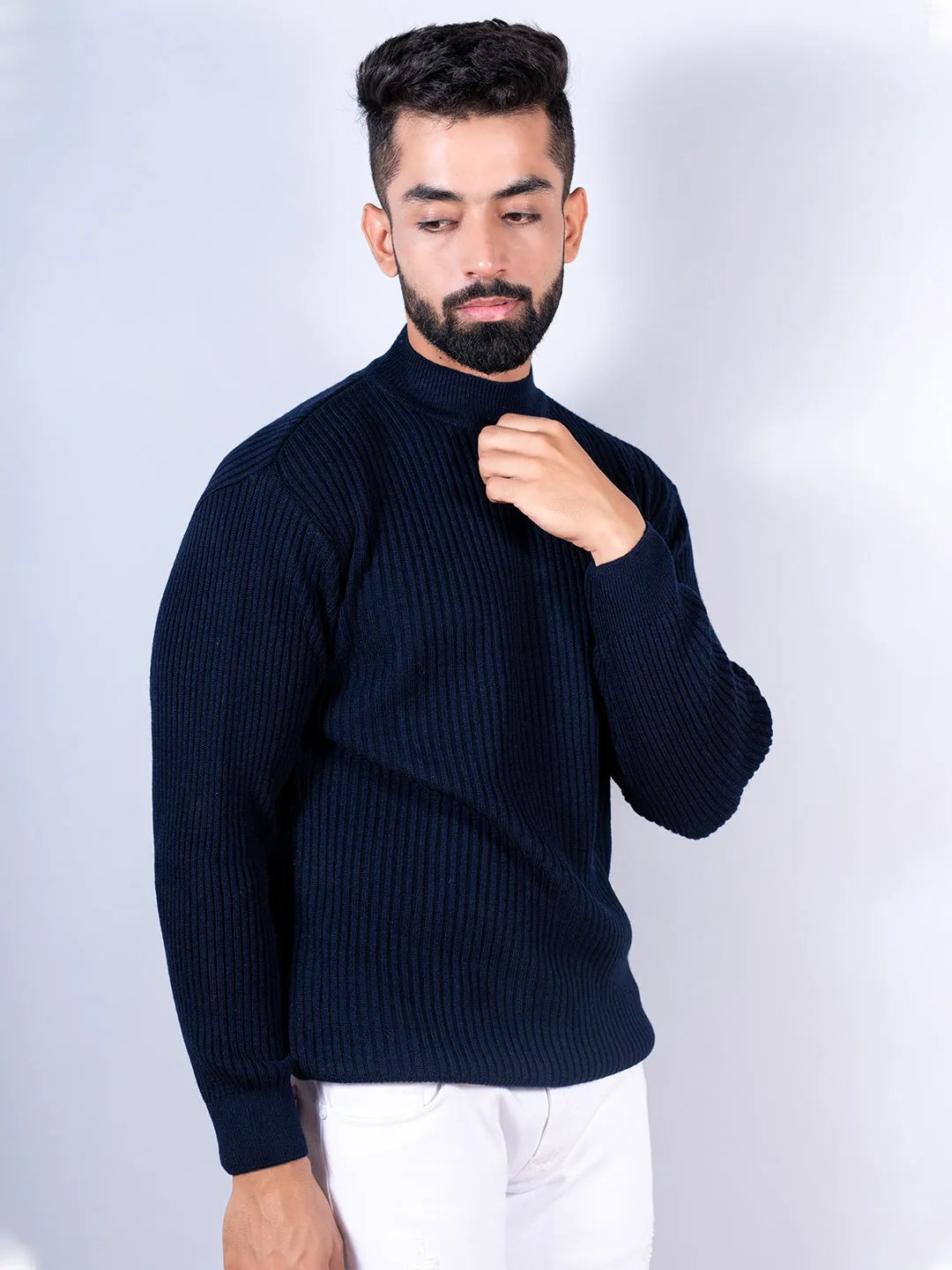 Navy Blue Color Turtle Neck Sweater