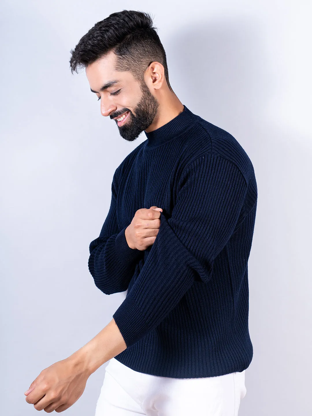Navy Blue Color Turtle Neck Sweater