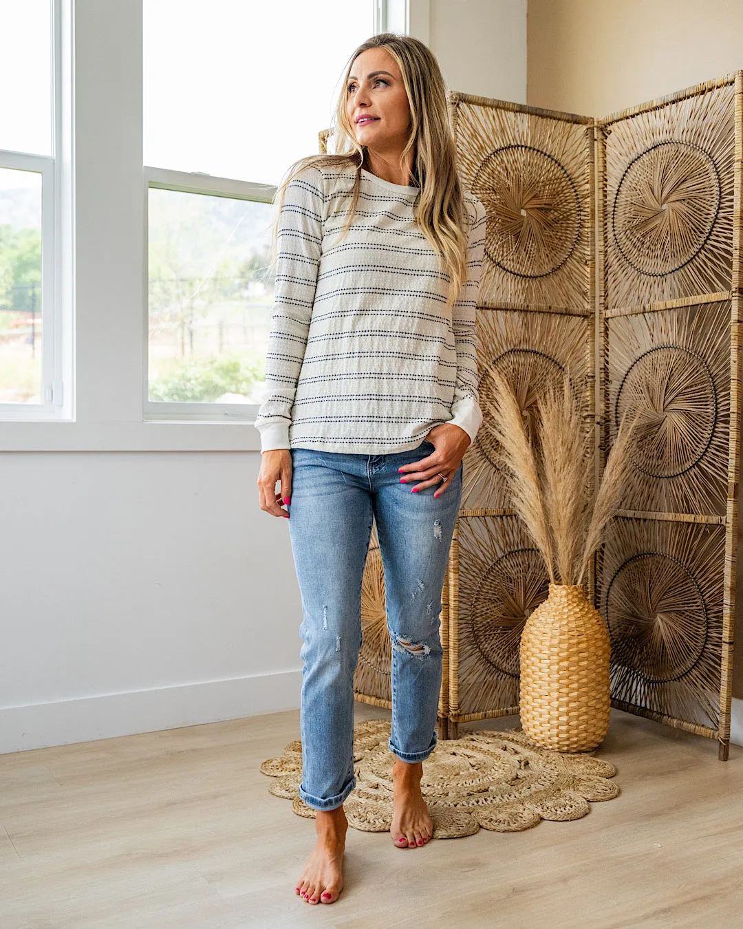 NEW! Sophia Black Stripe Textured Sweater