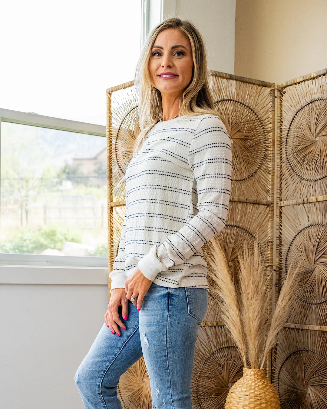 NEW! Sophia Black Stripe Textured Sweater