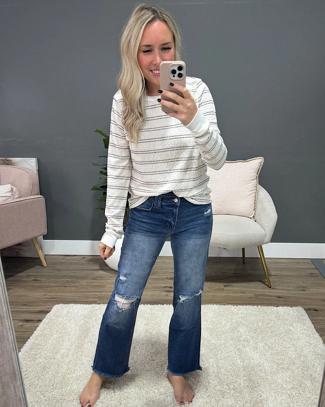 NEW! Sophia Black Stripe Textured Sweater