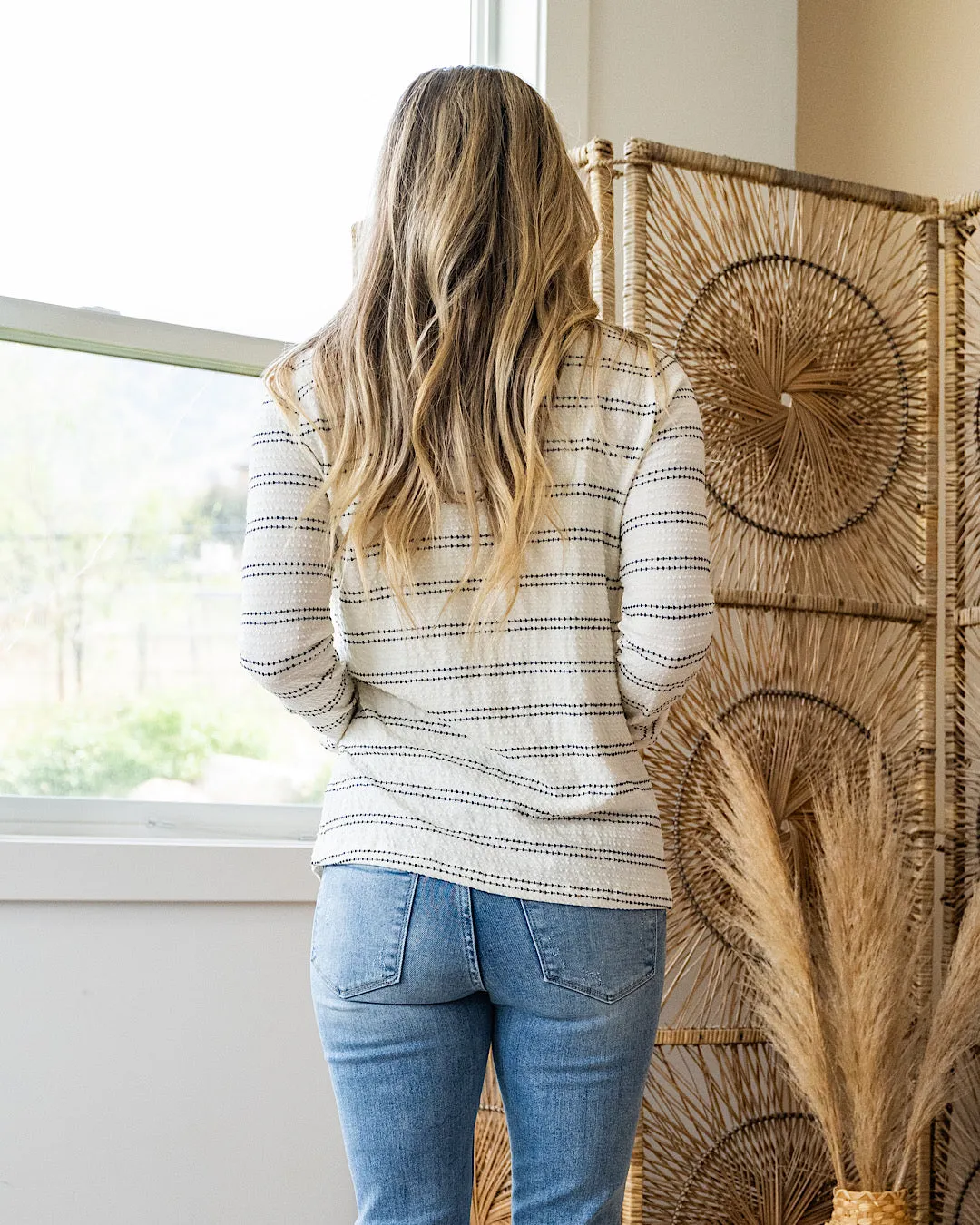 NEW! Sophia Black Stripe Textured Sweater