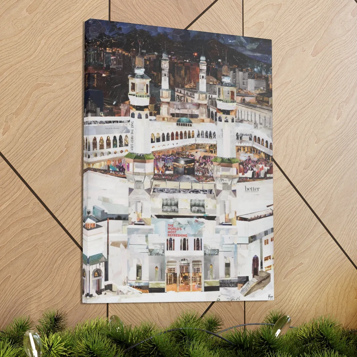 Night Time in Makkah, Quality Canvas Wall Art Print, Ready to Hang Wall Art Home Decor