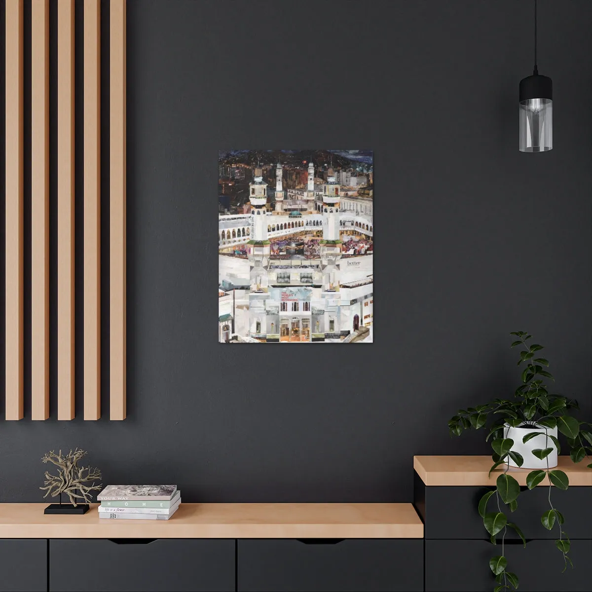 Night Time in Makkah, Quality Canvas Wall Art Print, Ready to Hang Wall Art Home Decor