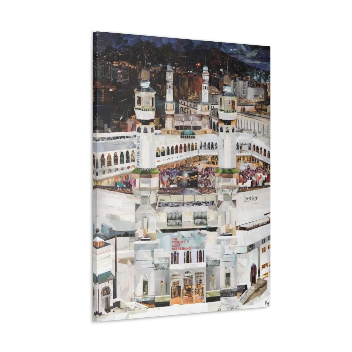 Night Time in Makkah, Quality Canvas Wall Art Print, Ready to Hang Wall Art Home Decor