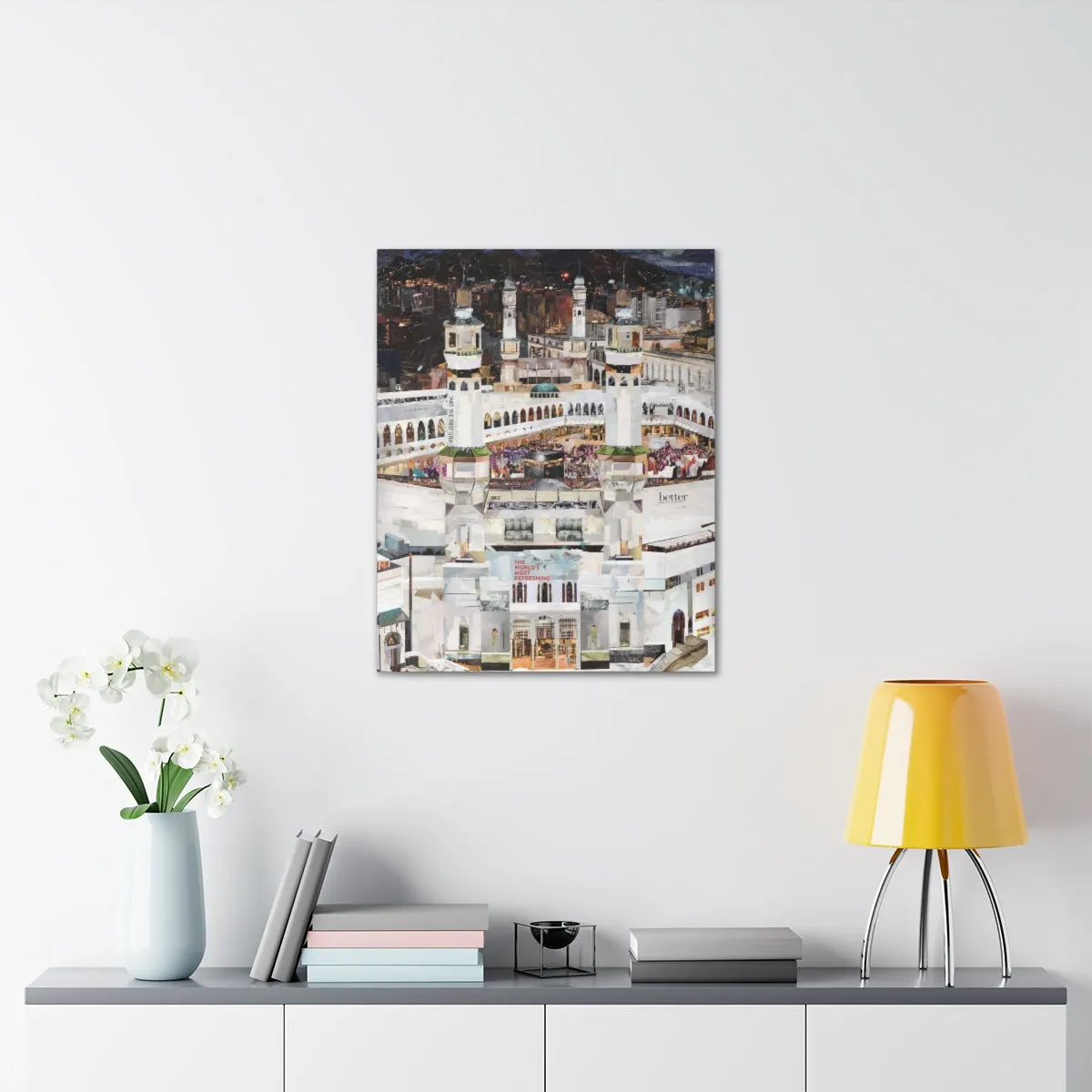 Night Time in Makkah, Quality Canvas Wall Art Print, Ready to Hang Wall Art Home Decor