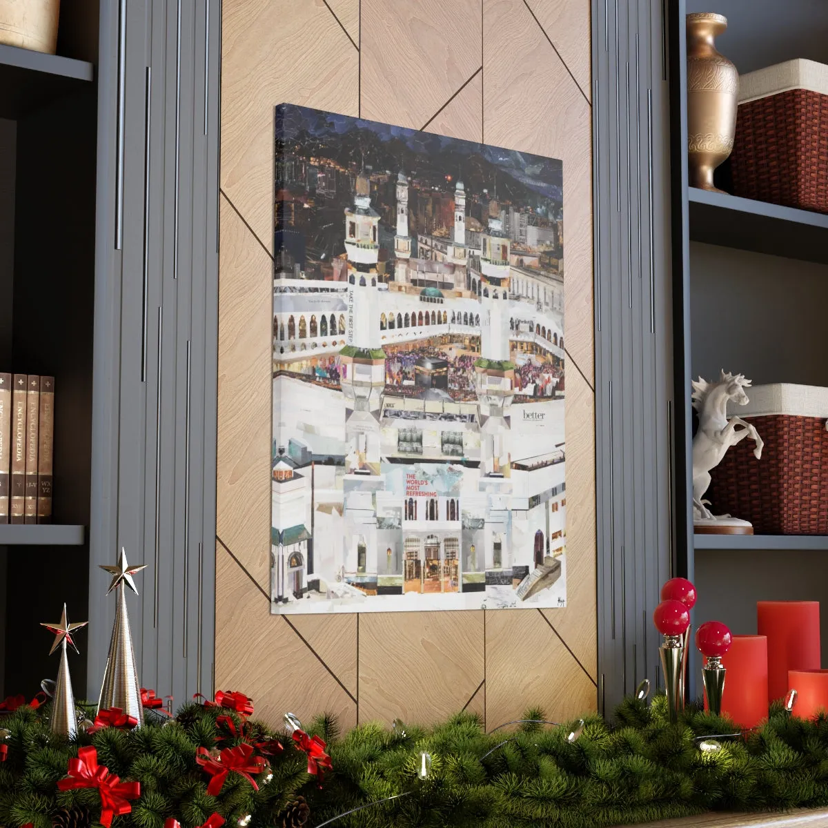 Night Time in Makkah, Quality Canvas Wall Art Print, Ready to Hang Wall Art Home Decor