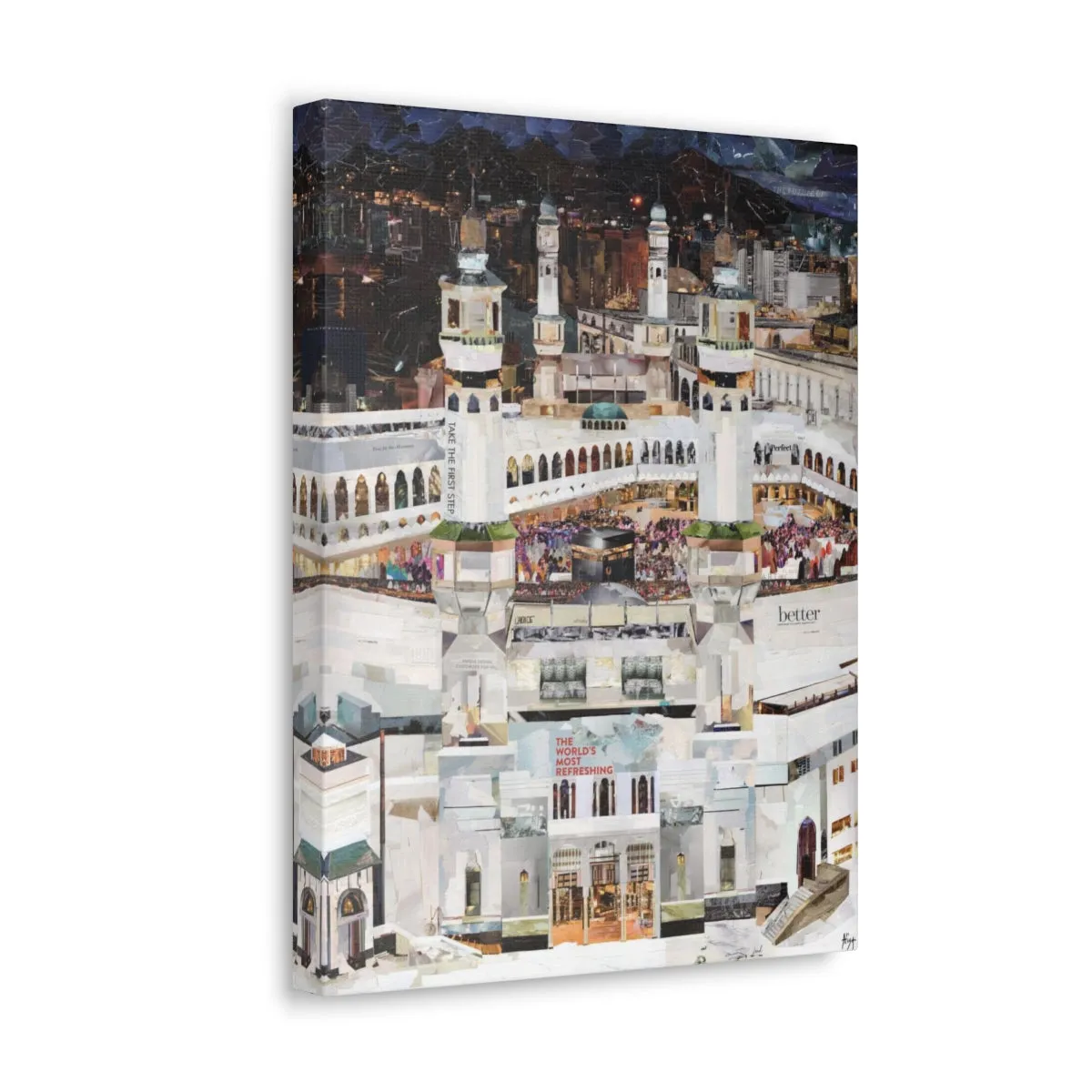 Night Time in Makkah, Quality Canvas Wall Art Print, Ready to Hang Wall Art Home Decor