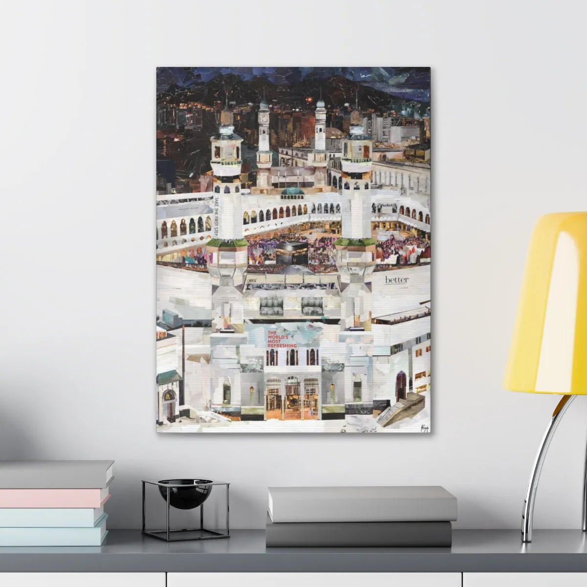 Night Time in Makkah, Quality Canvas Wall Art Print, Ready to Hang Wall Art Home Decor