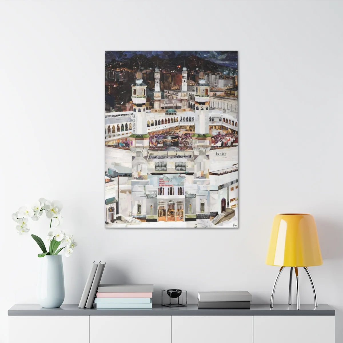Night Time in Makkah, Quality Canvas Wall Art Print, Ready to Hang Wall Art Home Decor