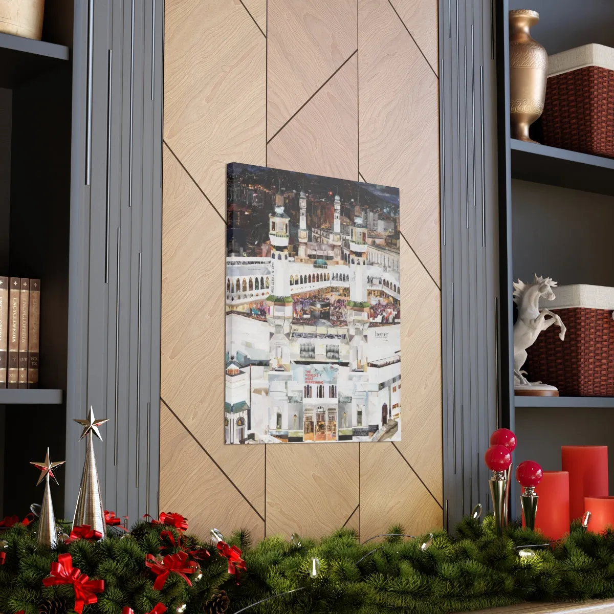 Night Time in Makkah, Quality Canvas Wall Art Print, Ready to Hang Wall Art Home Decor