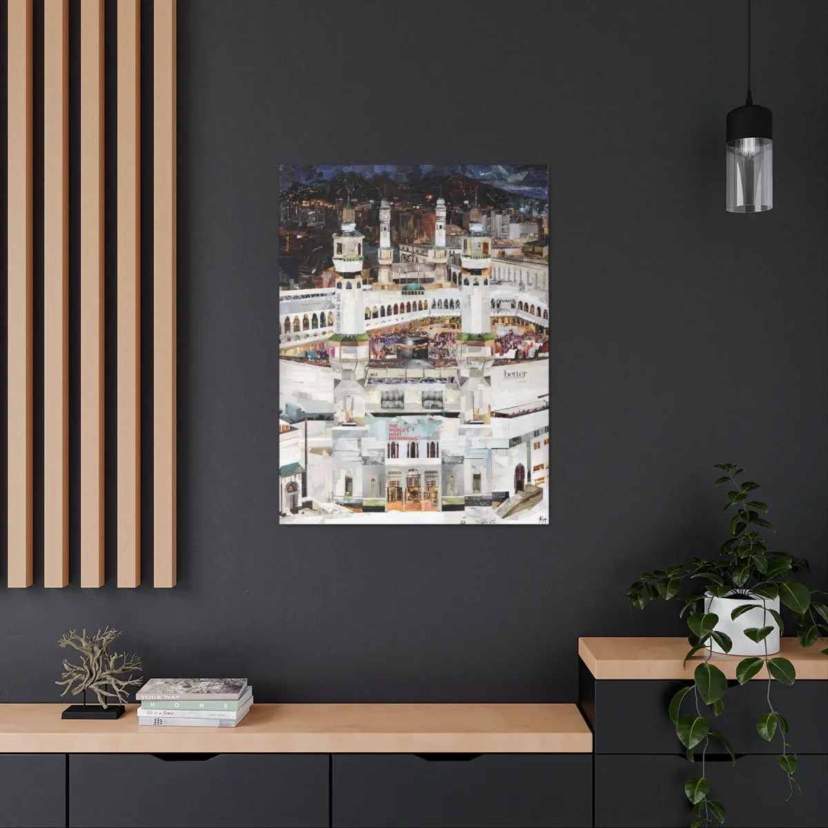 Night Time in Makkah, Quality Canvas Wall Art Print, Ready to Hang Wall Art Home Decor