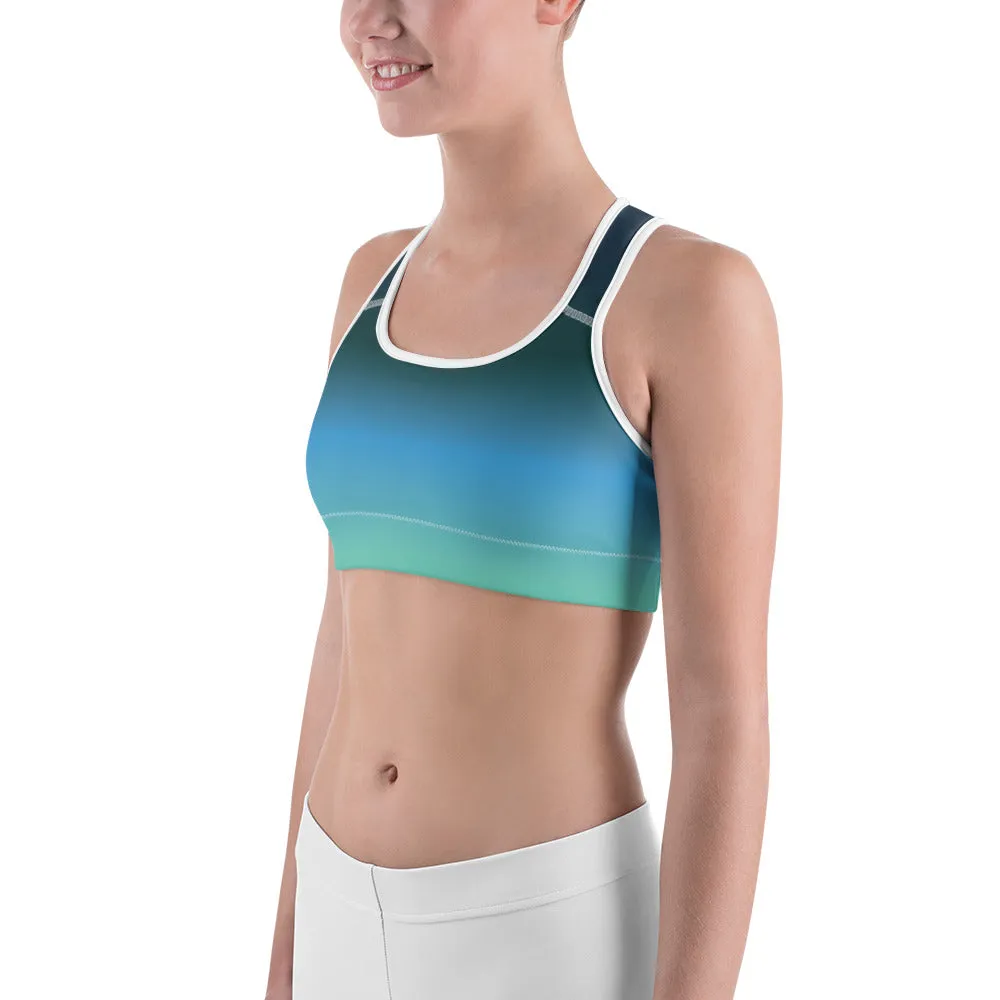 Olive Blue Gradient Sports Bra for women, Workout Bra, Athletic Bras