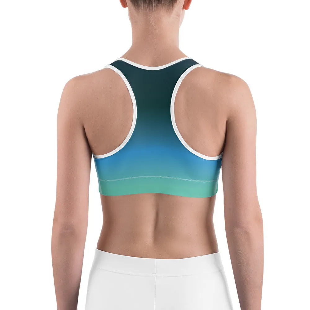 Olive Blue Gradient Sports Bra for women, Workout Bra, Athletic Bras