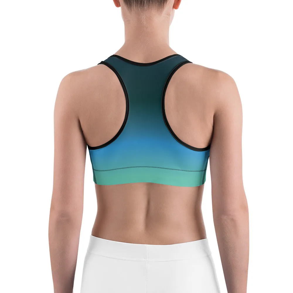 Olive Blue Gradient Sports Bra for women, Workout Bra, Athletic Bras