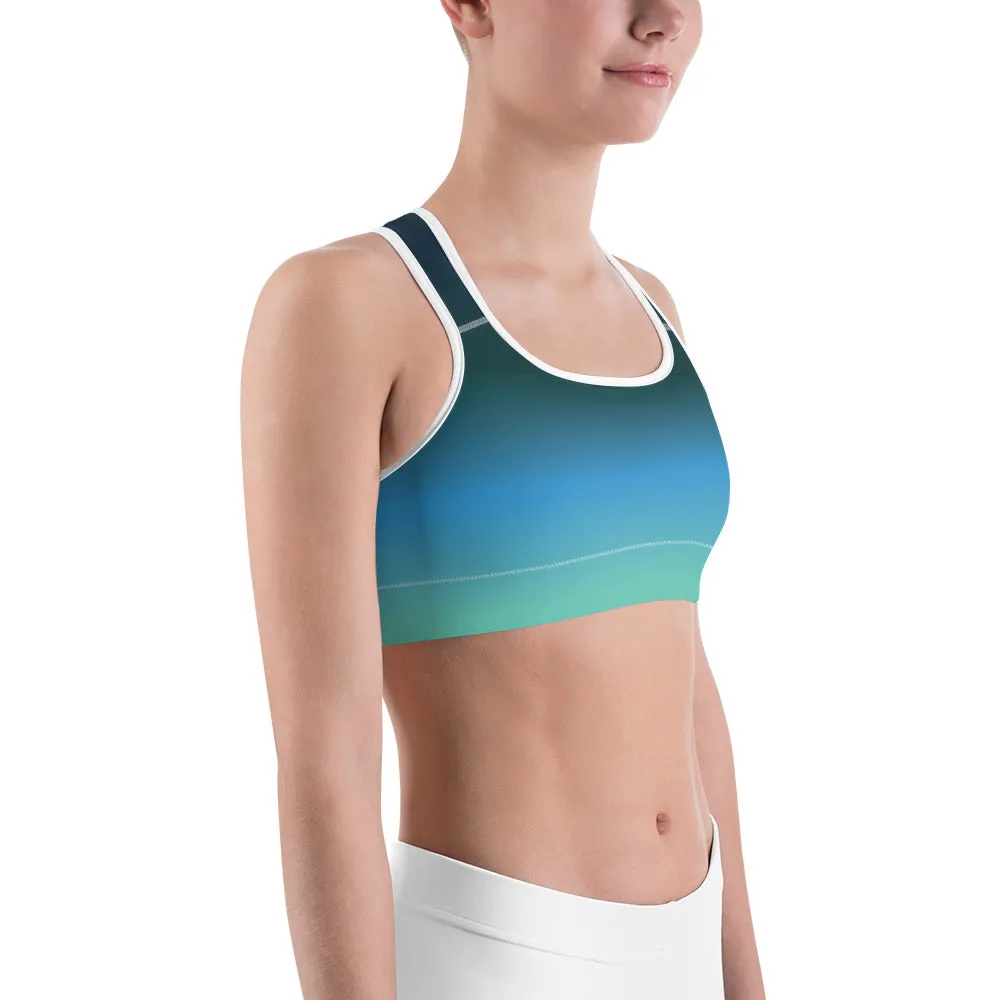 Olive Blue Gradient Sports Bra for women, Workout Bra, Athletic Bras