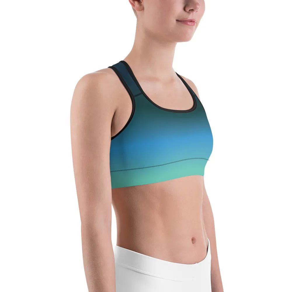 Olive Blue Gradient Sports Bra for women, Workout Bra, Athletic Bras