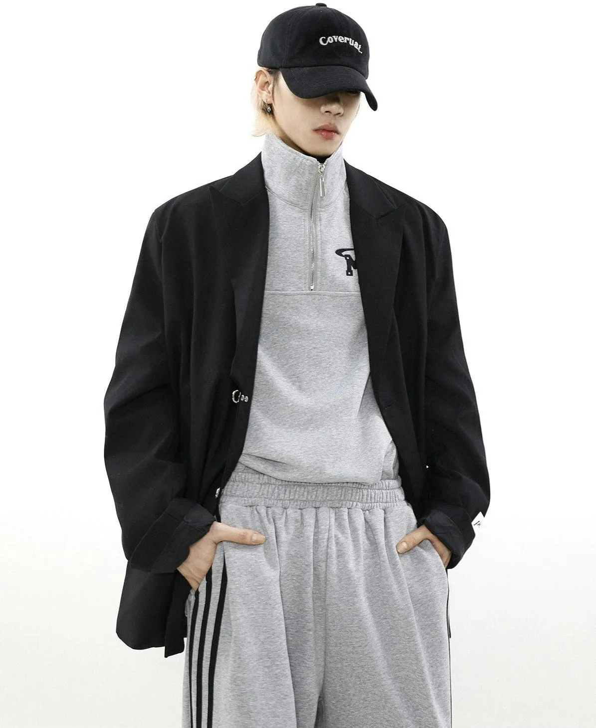 Oversized Buckled Blazer with Silver Accents