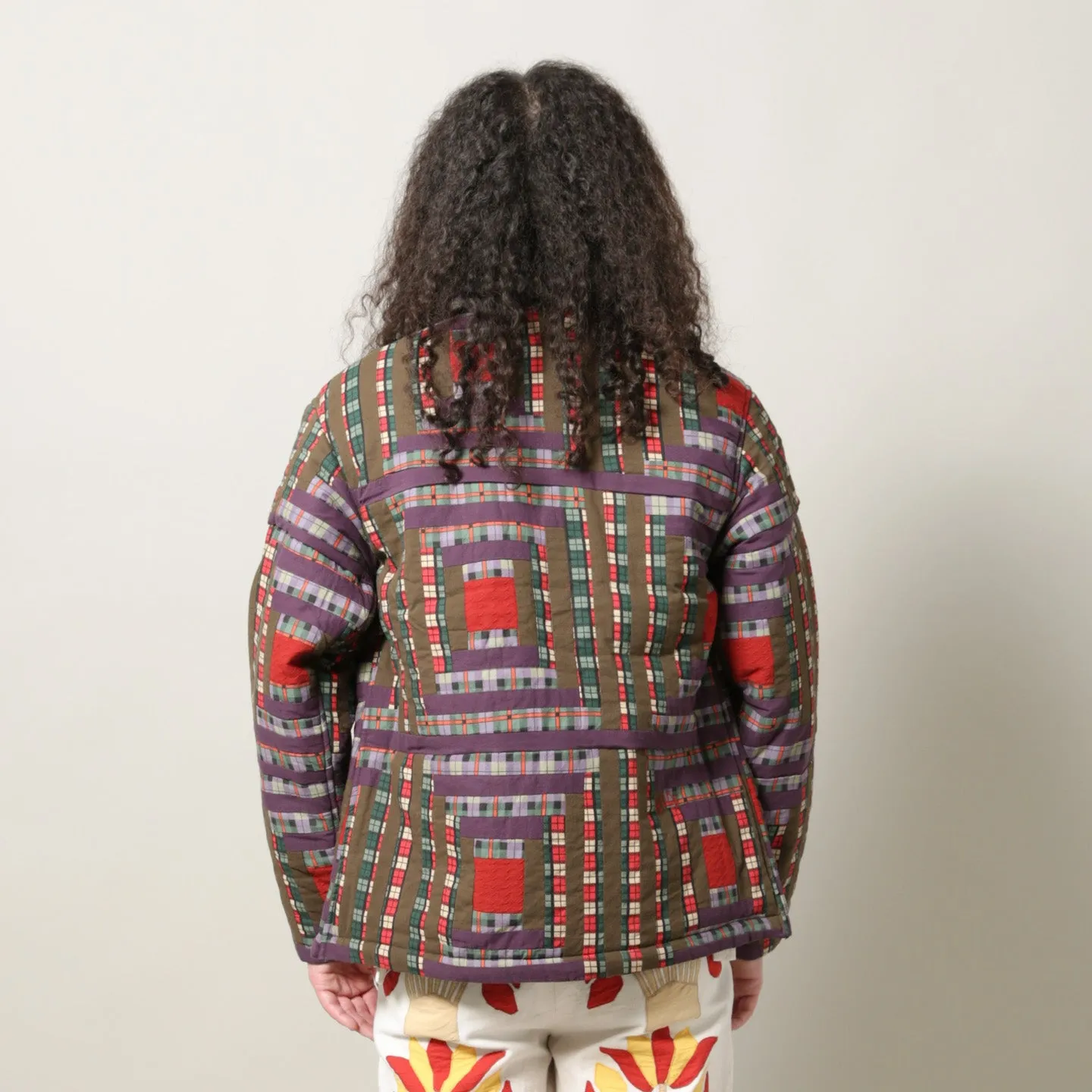 PLAID LOG CABIN QUILT JACKET