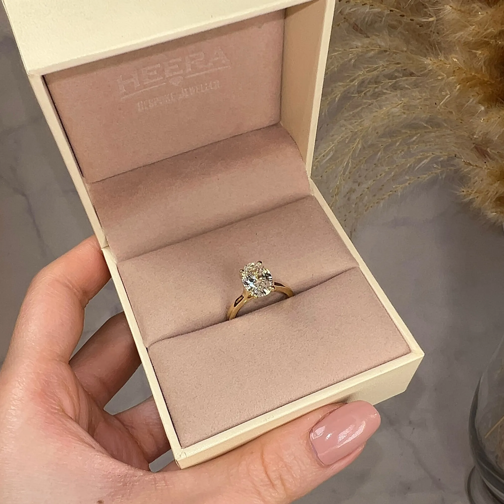 "Addison" Hidden Under Halo 2.50 Carat Oval Cut Diamond Yellow Gold Engagement Ring