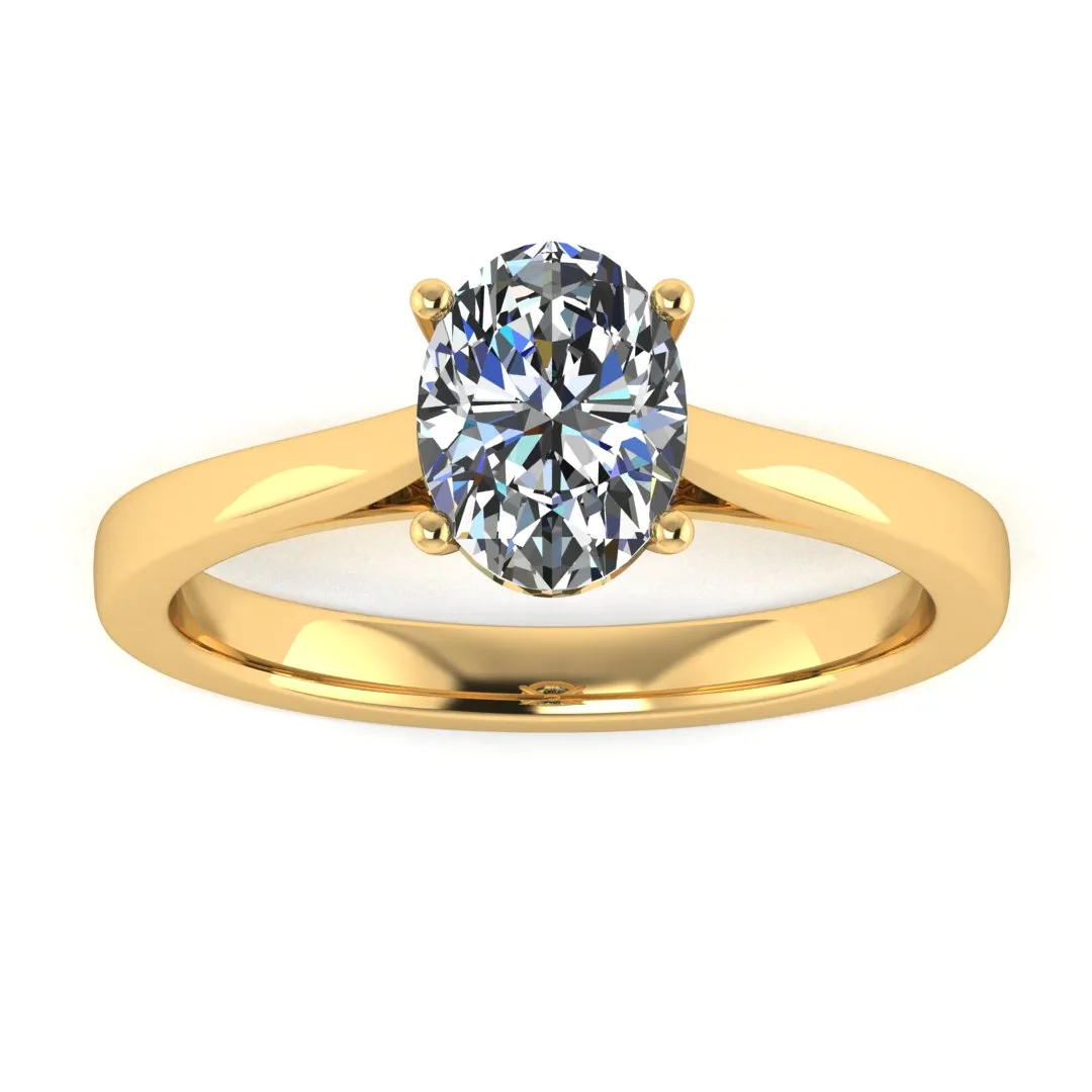 "Poppy" Solitaire Oval Brilliant Cut Diamond Engagement Ring SSOC05