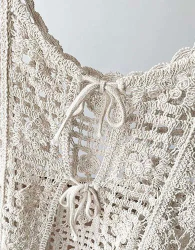 Retro Crochet Hollow-out Outwear Vest