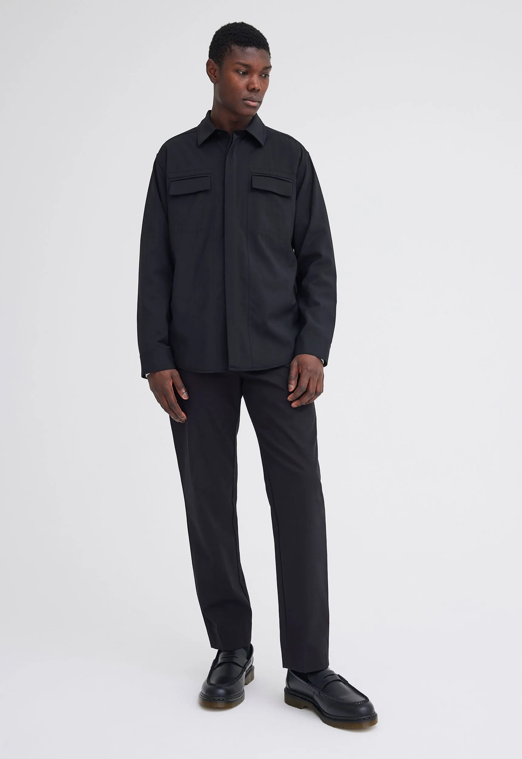 Rich Wool Overshirt - Black
