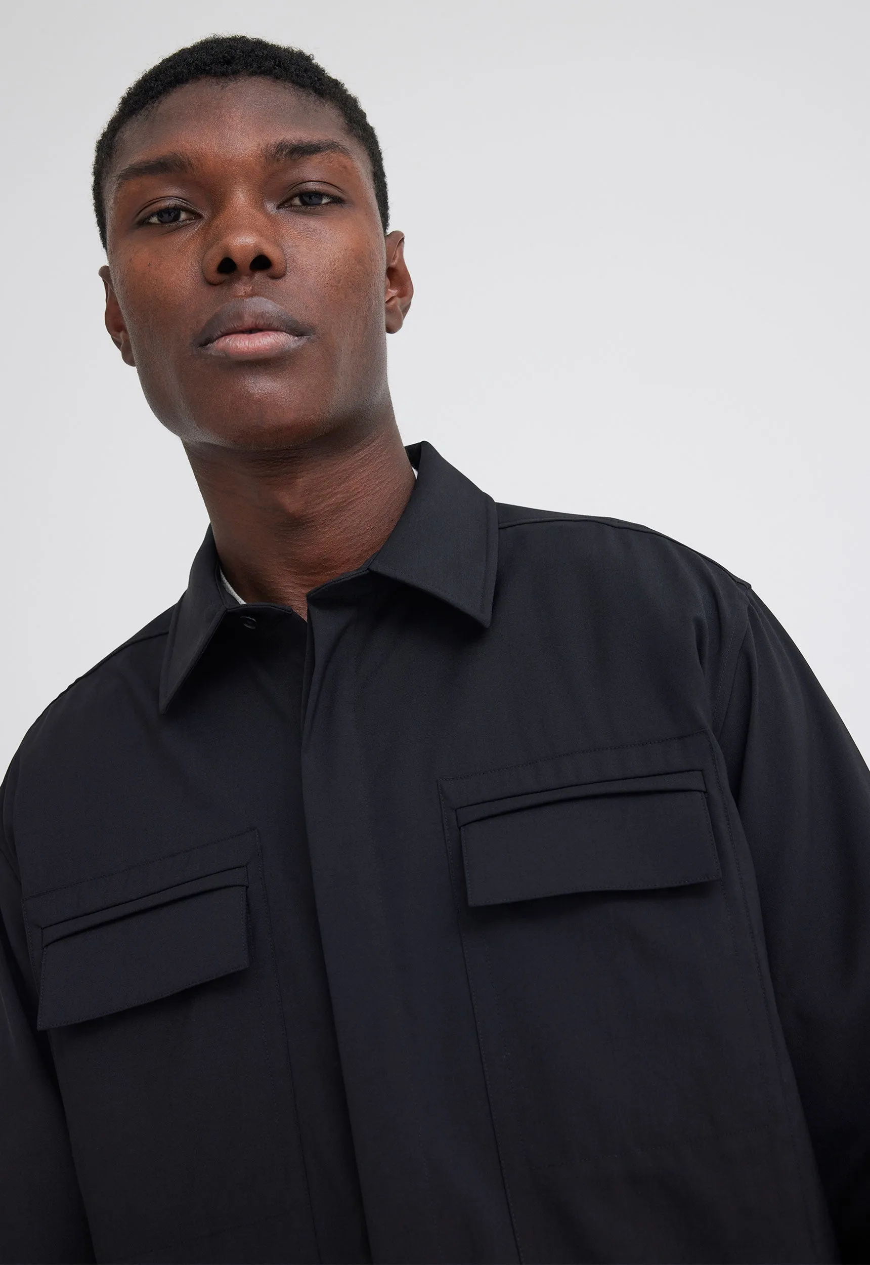 Rich Wool Overshirt - Black