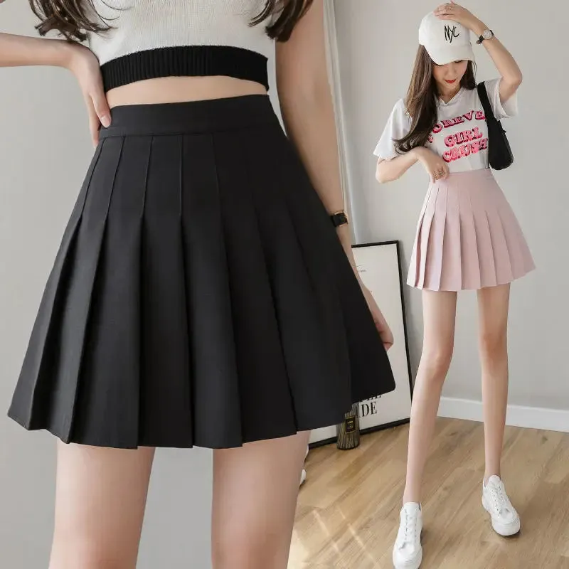 Skirts Women Pleated High Waist Y2k Schoolgirls Solid Casual Streetwear All-match Korean Style Trendy Novelty Daily Comfortable