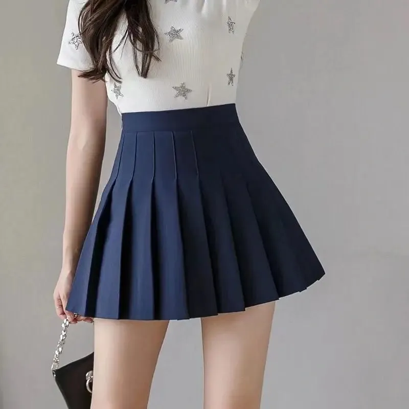 Skirts Women Pleated High Waist Y2k Schoolgirls Solid Casual Streetwear All-match Korean Style Trendy Novelty Daily Comfortable