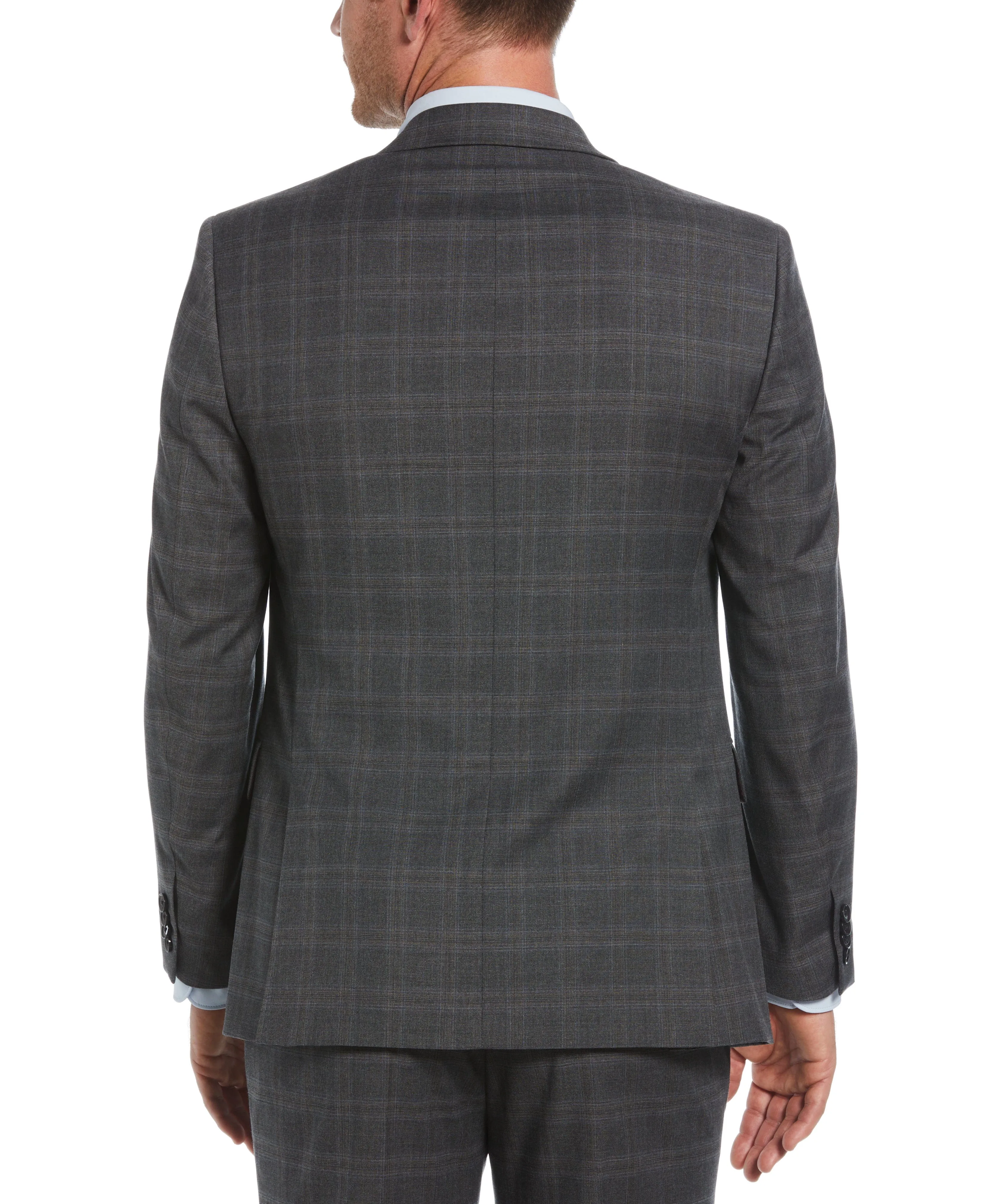 Slim Fit Peak Lapel Deco Plaid Suit Jacket