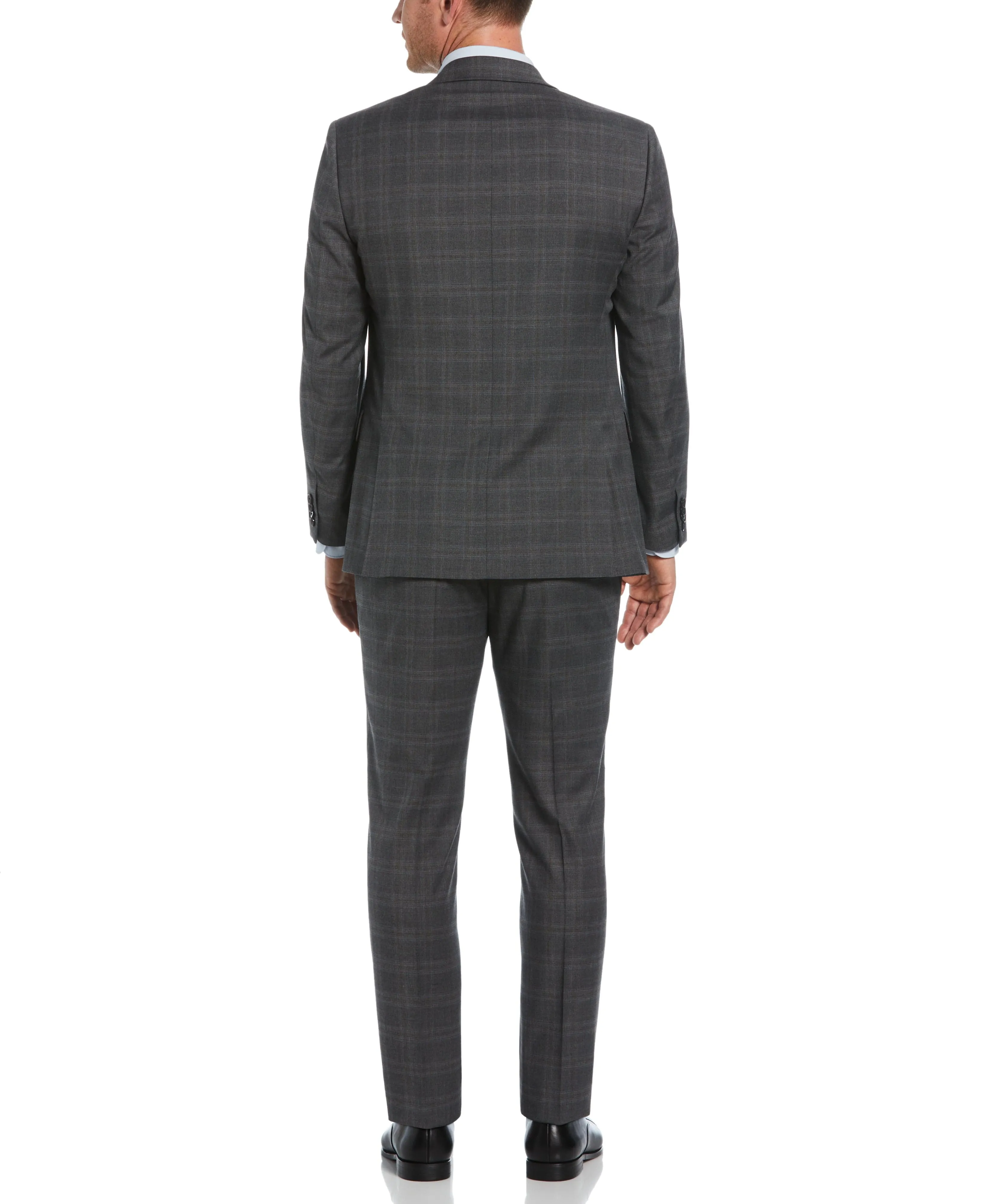 Slim Fit Peak Lapel Deco Plaid Suit Jacket
