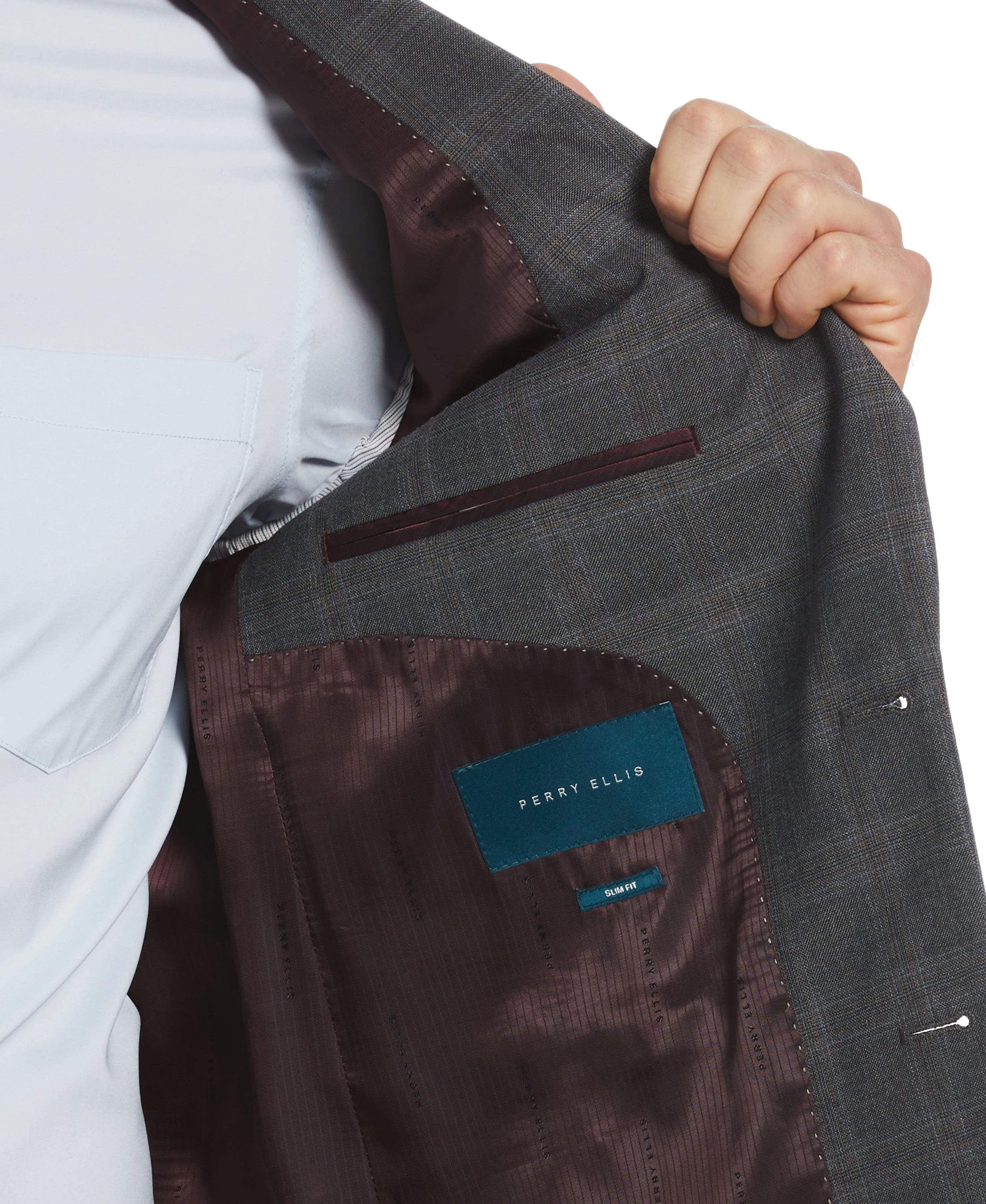 Slim Fit Peak Lapel Deco Plaid Suit Jacket