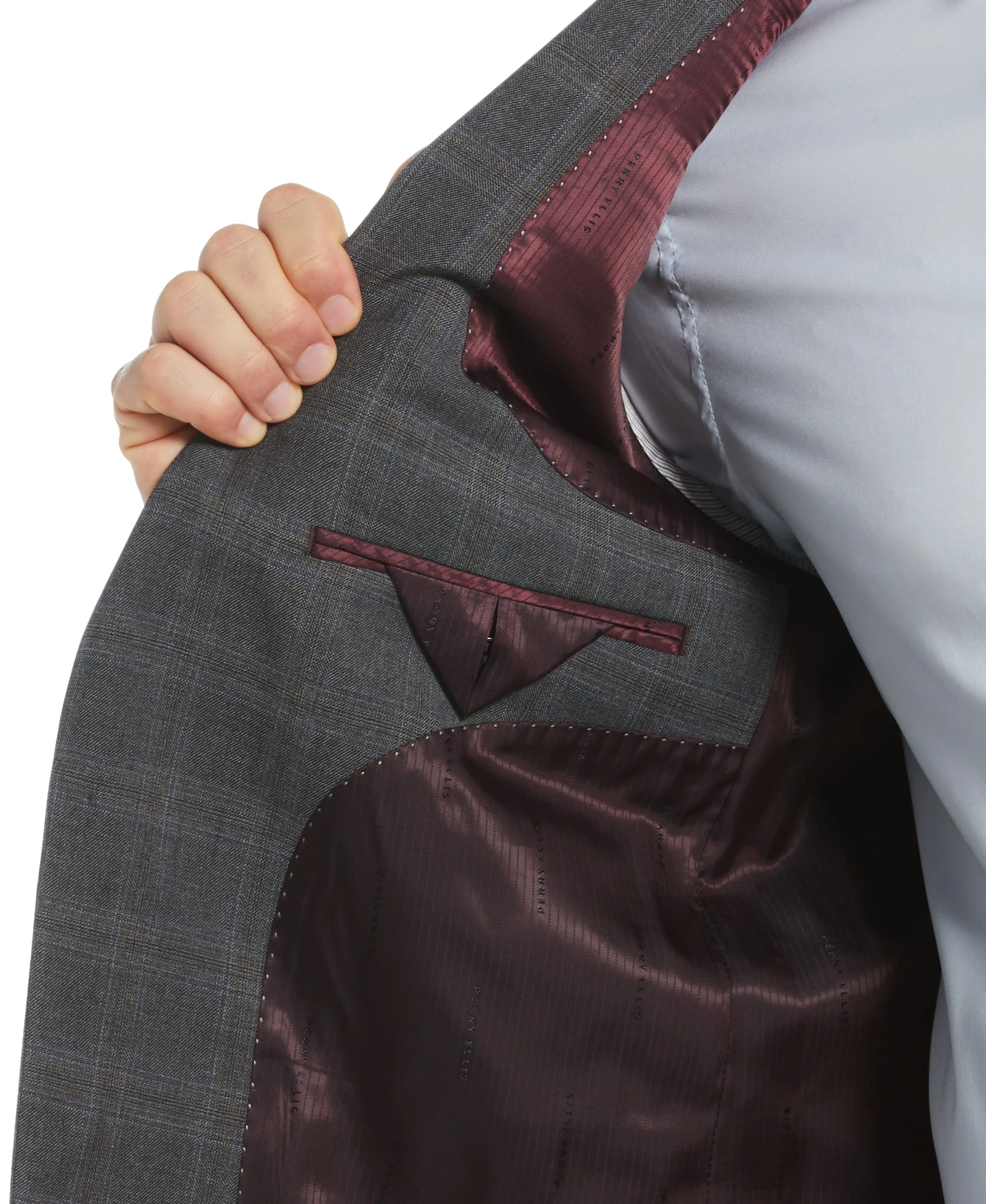 Slim Fit Peak Lapel Deco Plaid Suit Jacket