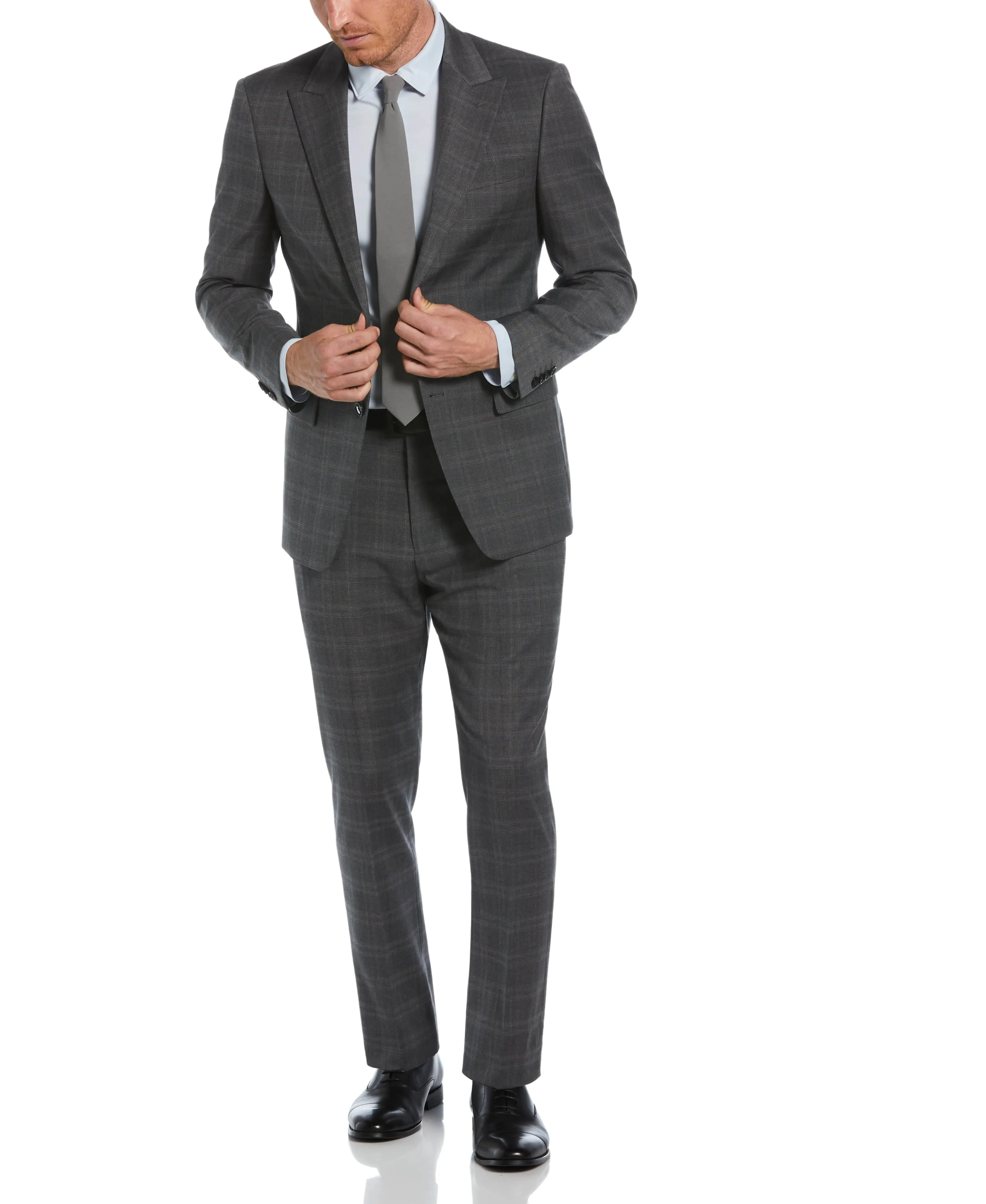 Slim Fit Peak Lapel Deco Plaid Suit Jacket