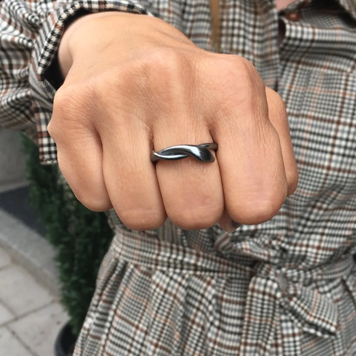 Snake Ring Silver with Diamond Eyes