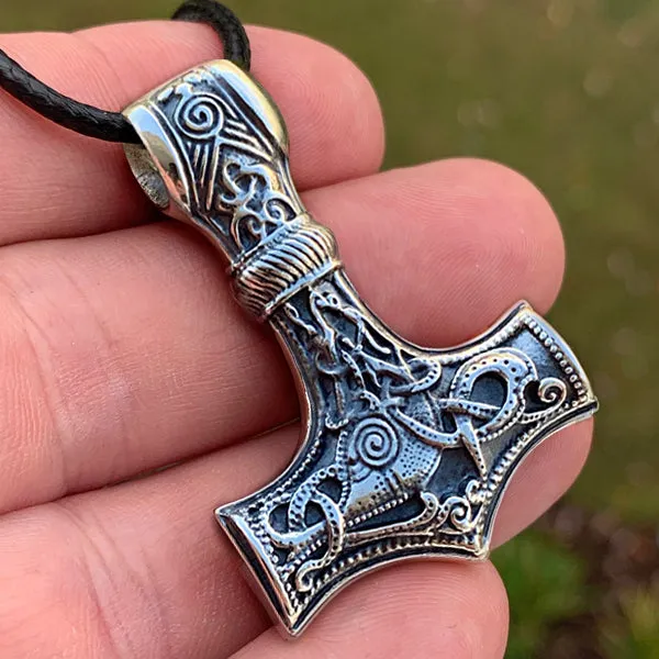 Solid Back Mjolnir - Sterling Silver