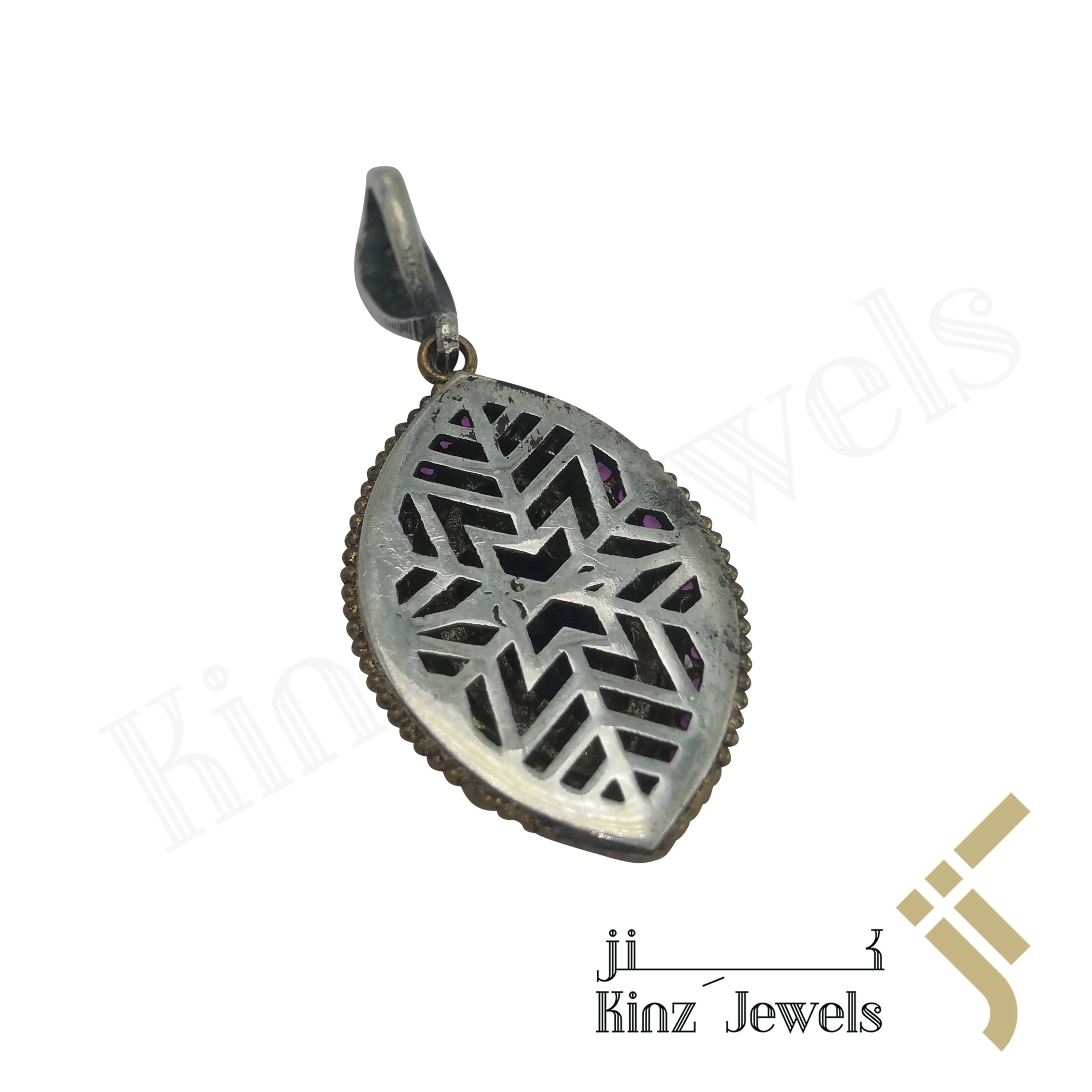 Sterling Silver Hurrem Sultan Eye Shape Gemstones Pendant