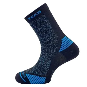 Teko ecoRUN Short Crew Light Half Cushion 2.0 Running Socks - Unisex- Black/Blue