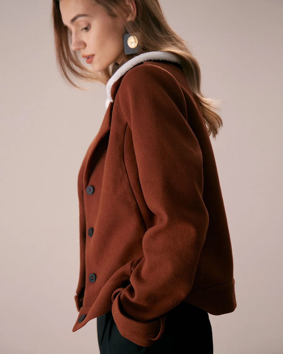 The Brown Lapel Colorblock Suede Jacket