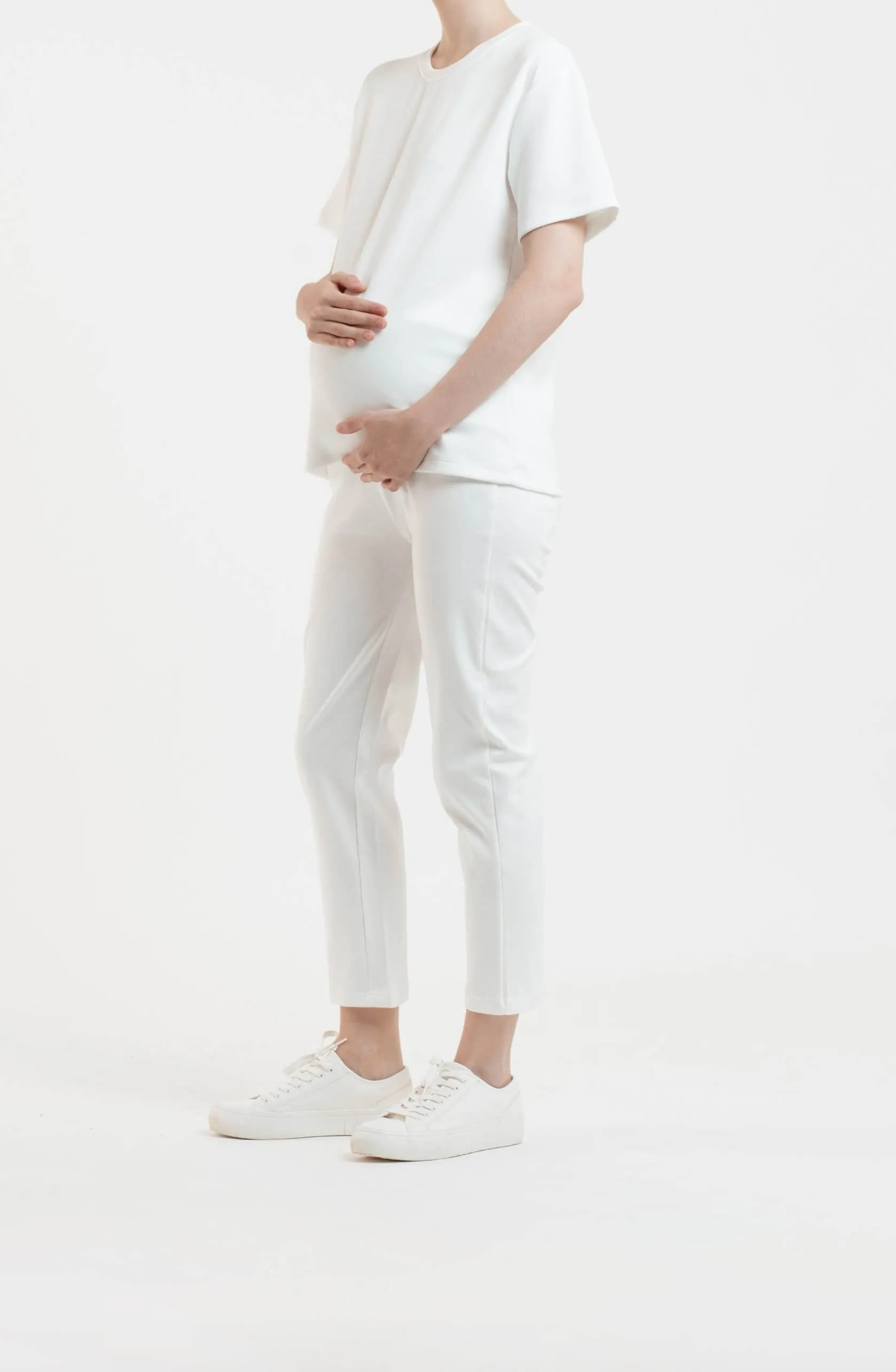 White Airy Bamboo Maternity Pants