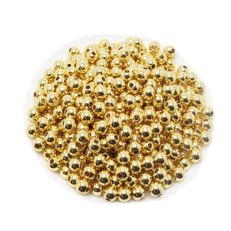 Wholesale 100PCS 3mm18K Gold Plated Copper Beads Hole 1.2mm