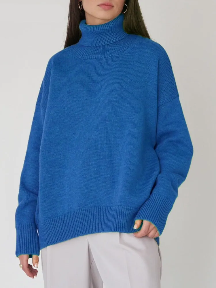 Women Oversized Casual Turtleneck Sweater