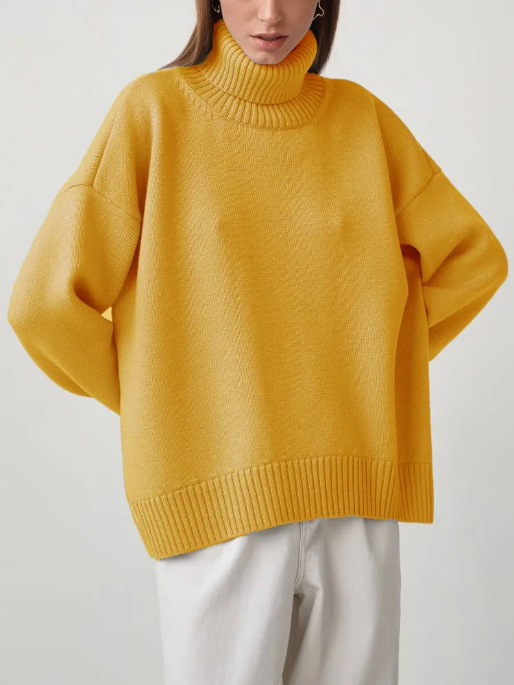 Women Oversized Casual Turtleneck Sweater