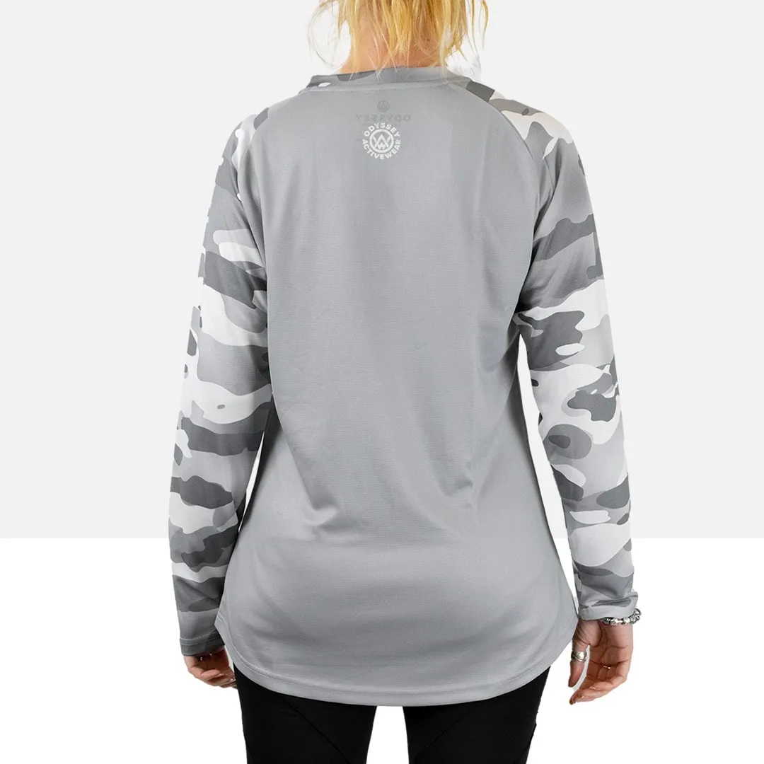 Women’s Arctic Camo Long Sleeve MTB Jersey (Sleeves Only Design)