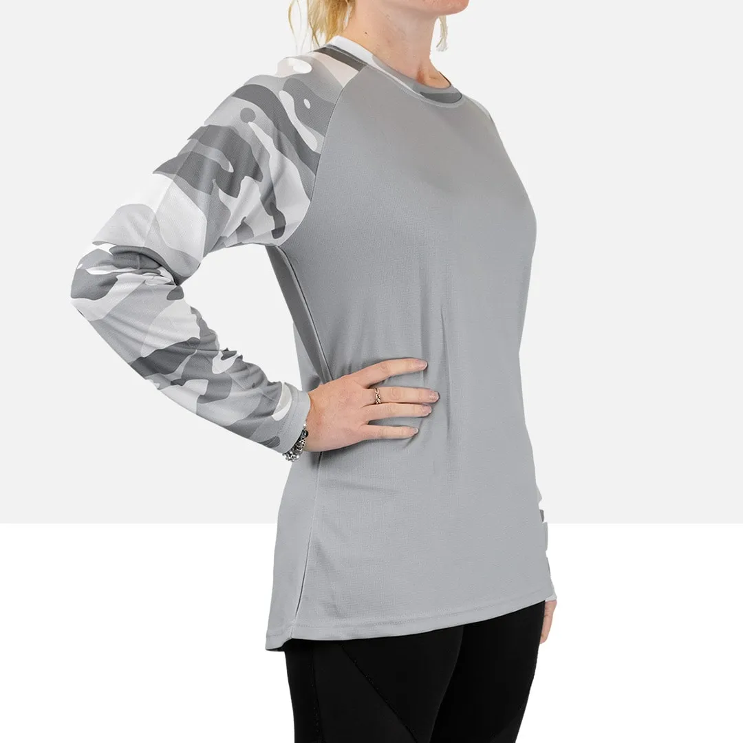Women’s Arctic Camo Long Sleeve MTB Jersey (Sleeves Only Design)