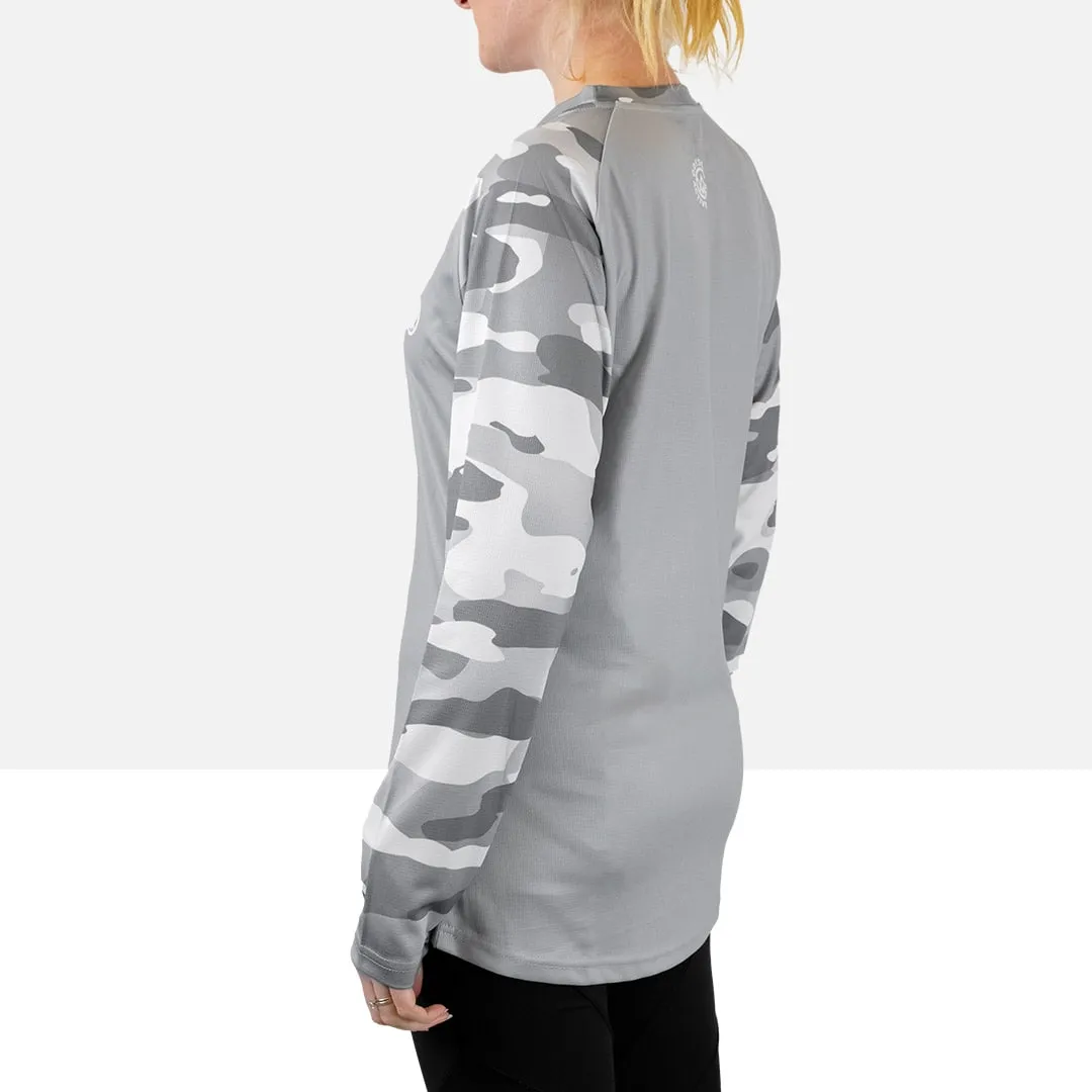 Women’s Arctic Camo Long Sleeve MTB Jersey (Sleeves Only Design)