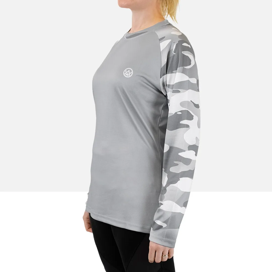 Women’s Arctic Camo Long Sleeve MTB Jersey (Sleeves Only Design)