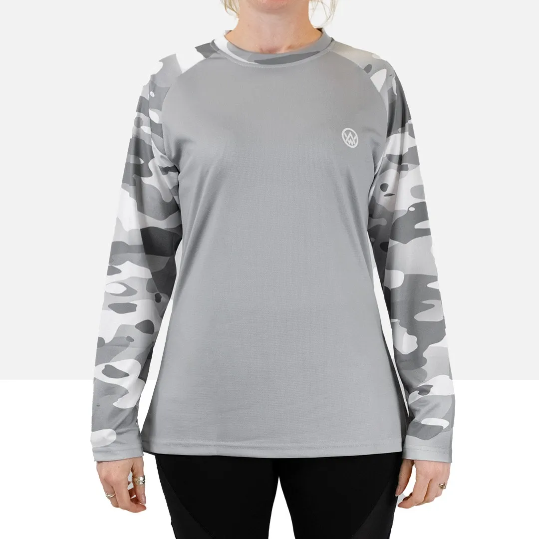 Women’s Arctic Camo Long Sleeve MTB Jersey (Sleeves Only Design)