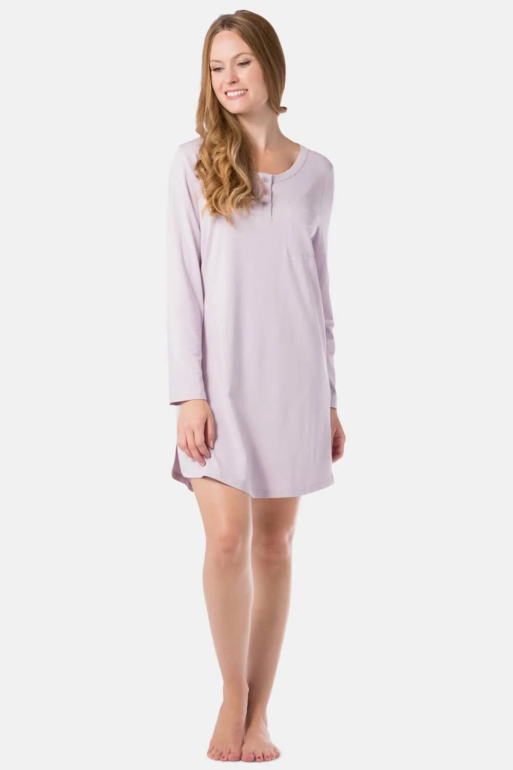 Women's Jersey Above Knee Henley Nightshirt
